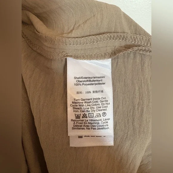 NWT DKNY Khaki Tiered Button Down Tie Waist Midi Dress Sz 12 - Picture 7 of 9